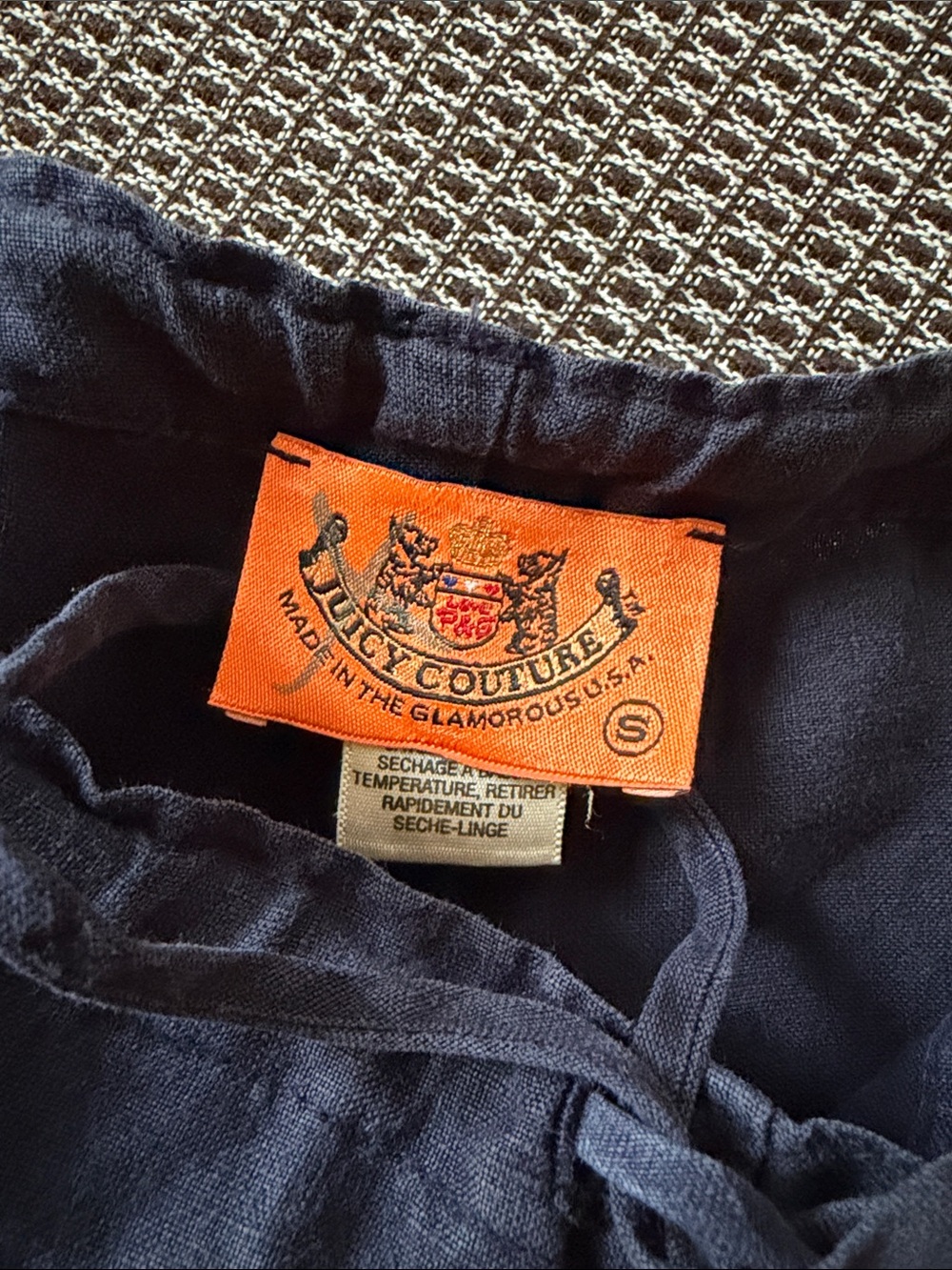 Vintage Juicy Couture Navy Drawstring Linen Pants - sz. S - Picture 4 of 4